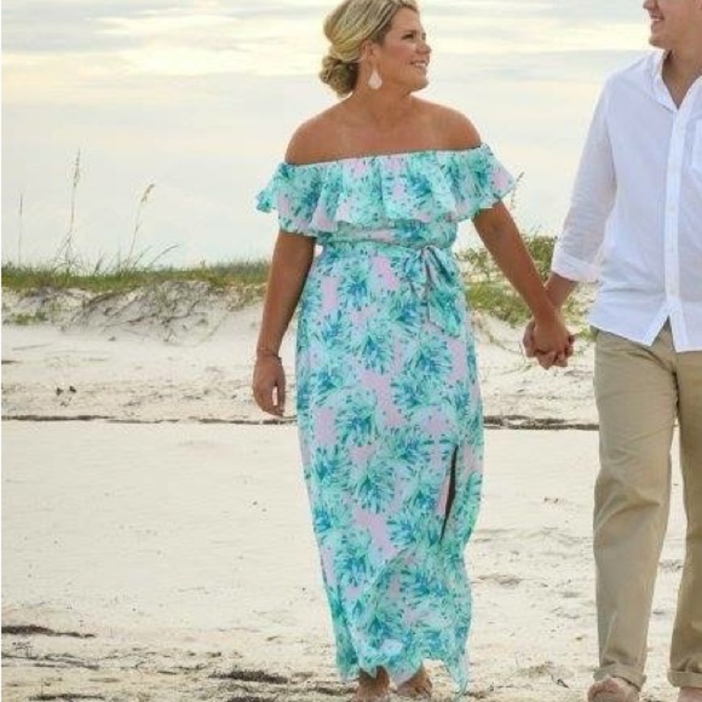 Buddy Love blush pink & aqua blue maxi dress